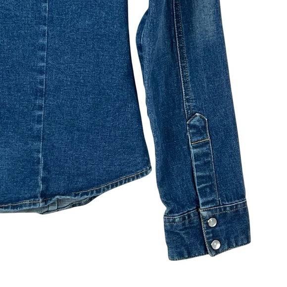 Periscope PS 3983 Women’s Western Style Stretch Denim Shirt w/ Pearl Snaps Sz Lg - Picture 6 of 9